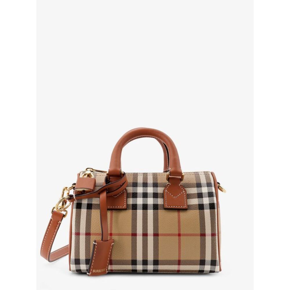 Burberry Women Coated Canvas Crossbody Bag With Check Pattern